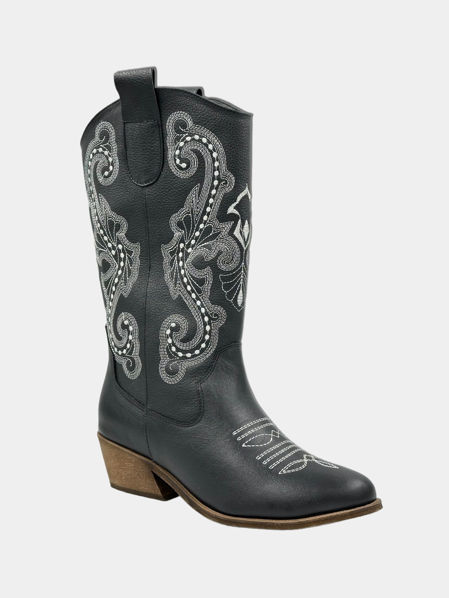 BOTA DAMA LARGA TEXANA COLOR NEGRO