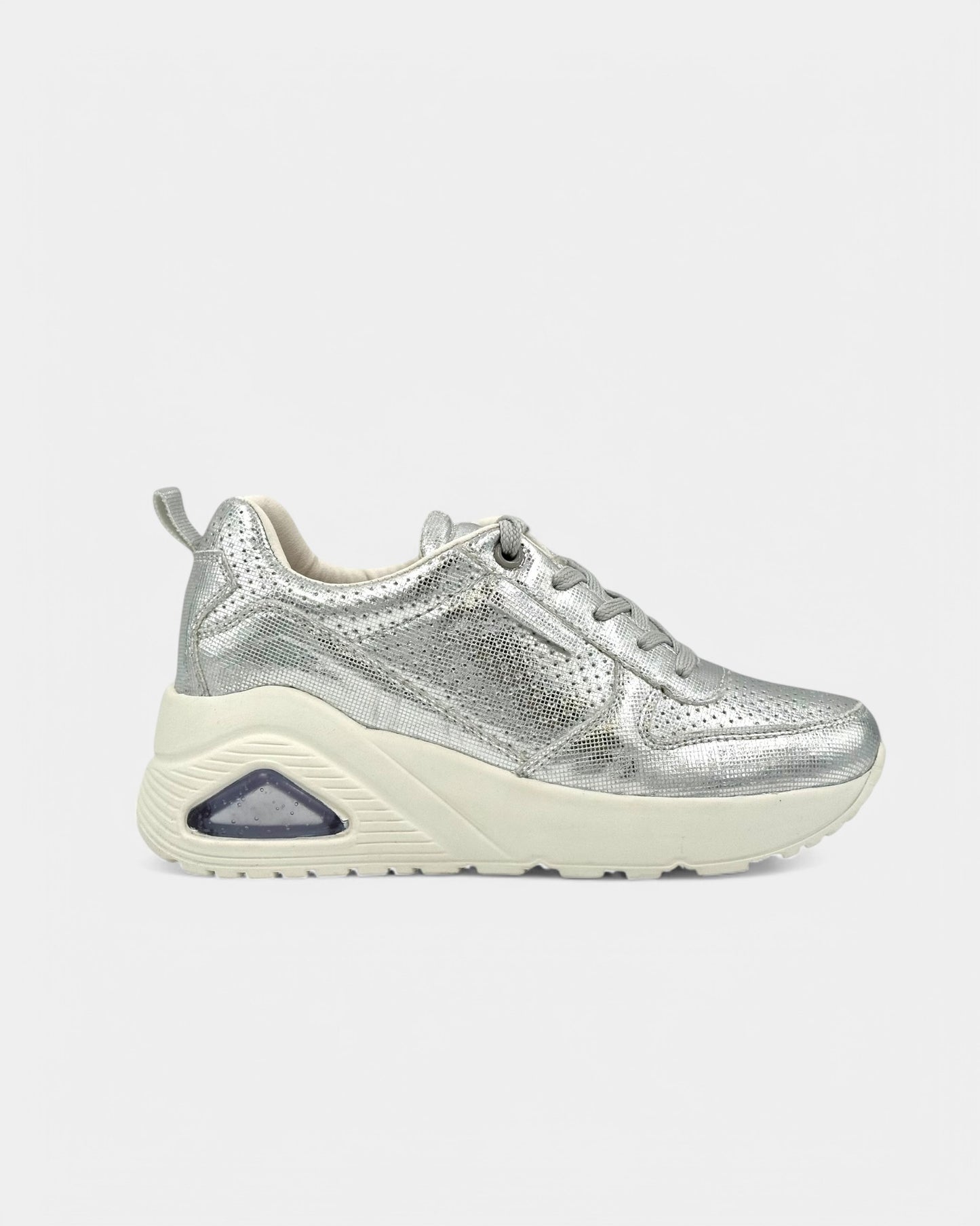 TENIS SUELA ALTA DAMA COLOR PLATA