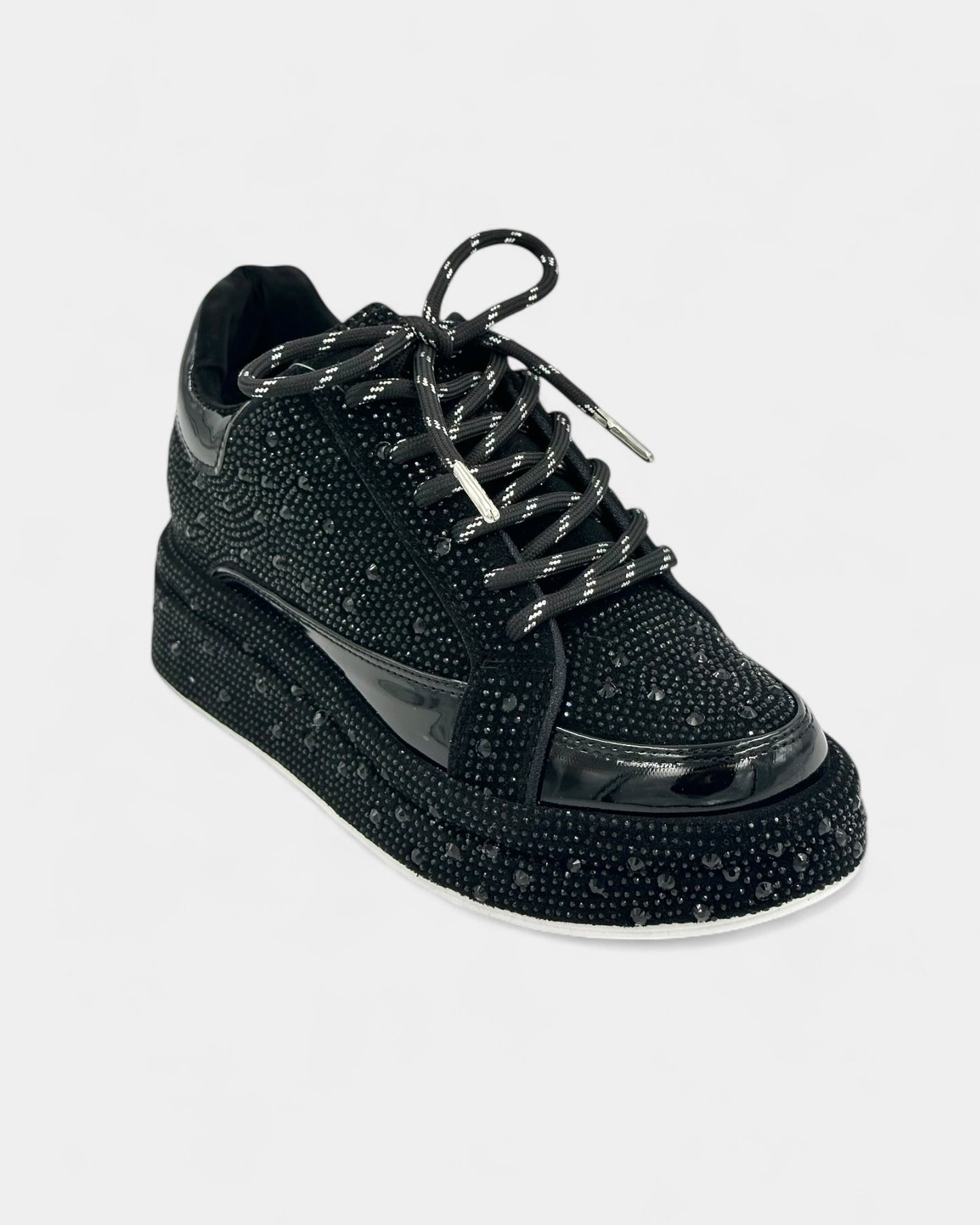 DEPORTIVO SUELA ALTA DAMA CON PEDRERÍA COLOR NEGRO