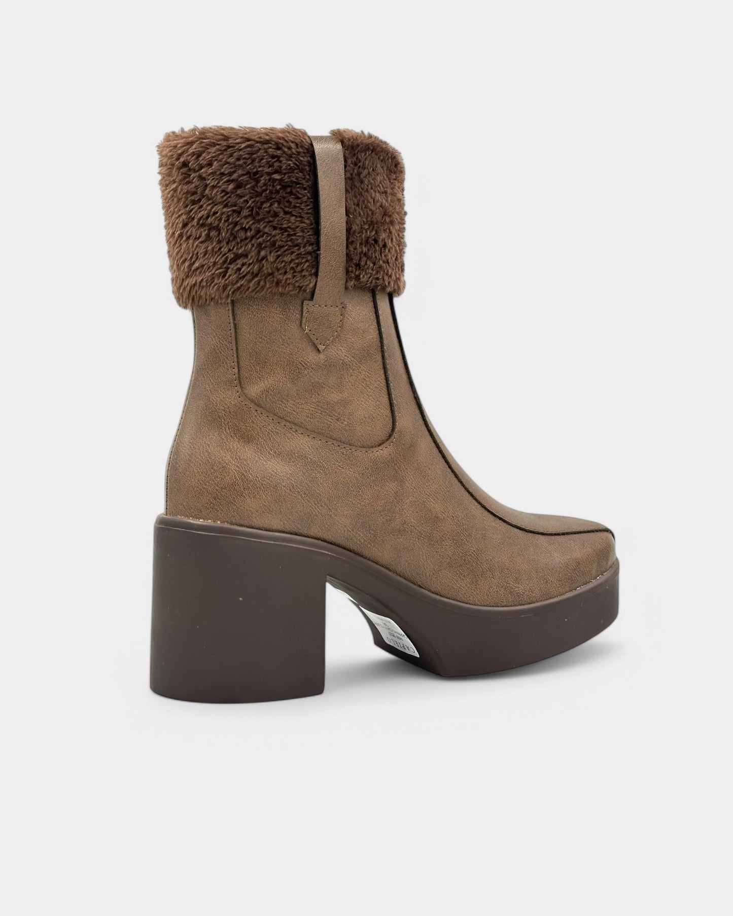 BOTAS DE TACÓN PARA DAMA COLOR CAFÉ CON AFELPADO