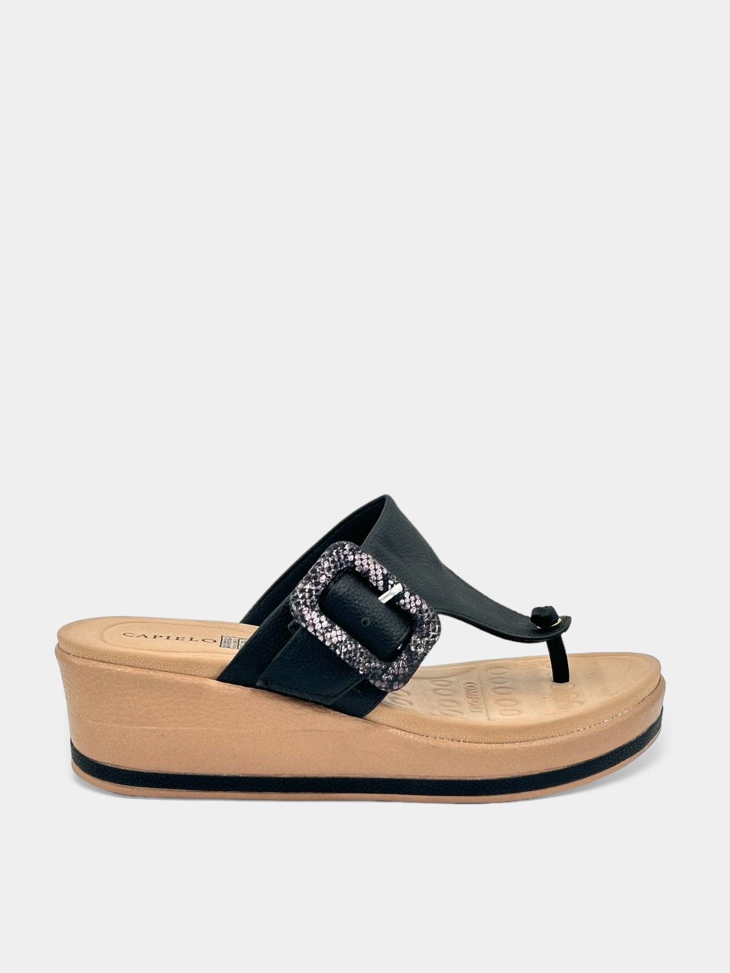 SANDALIA CONFORT COLOR NEGRO CON HEBILLA