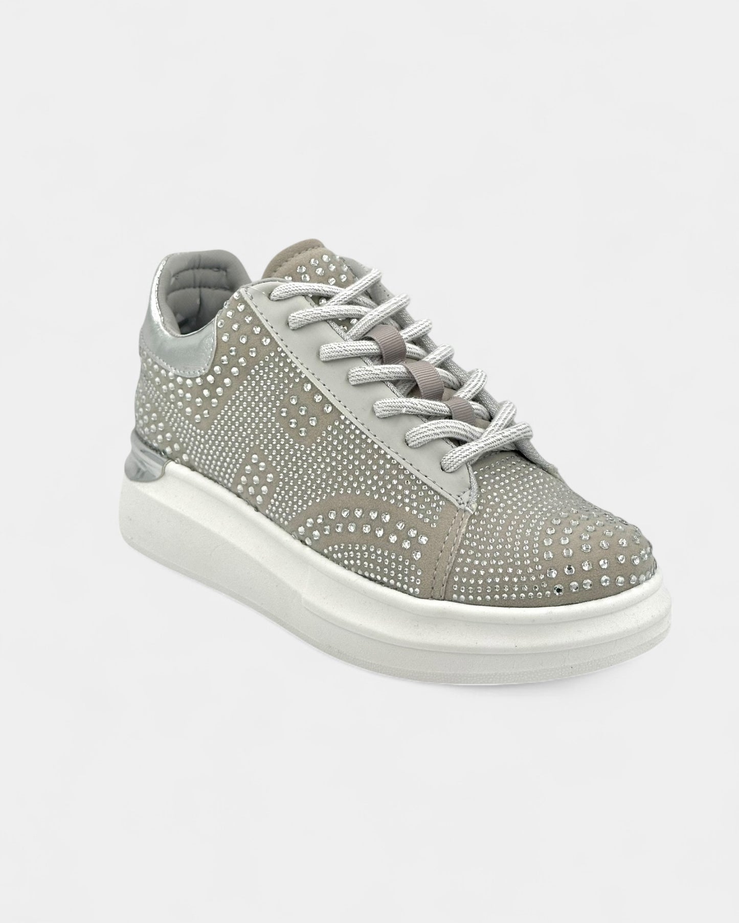 DEPORTIVO SUELA ALTA CON PEDRERÍA COLOR GRIS