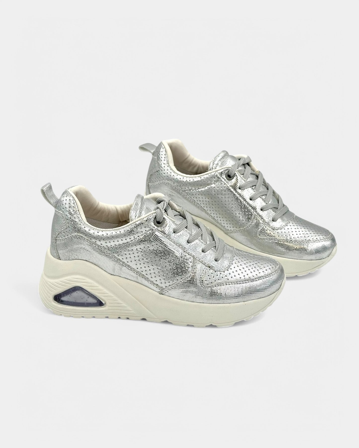 TENIS SUELA ALTA DAMA COLOR PLATA