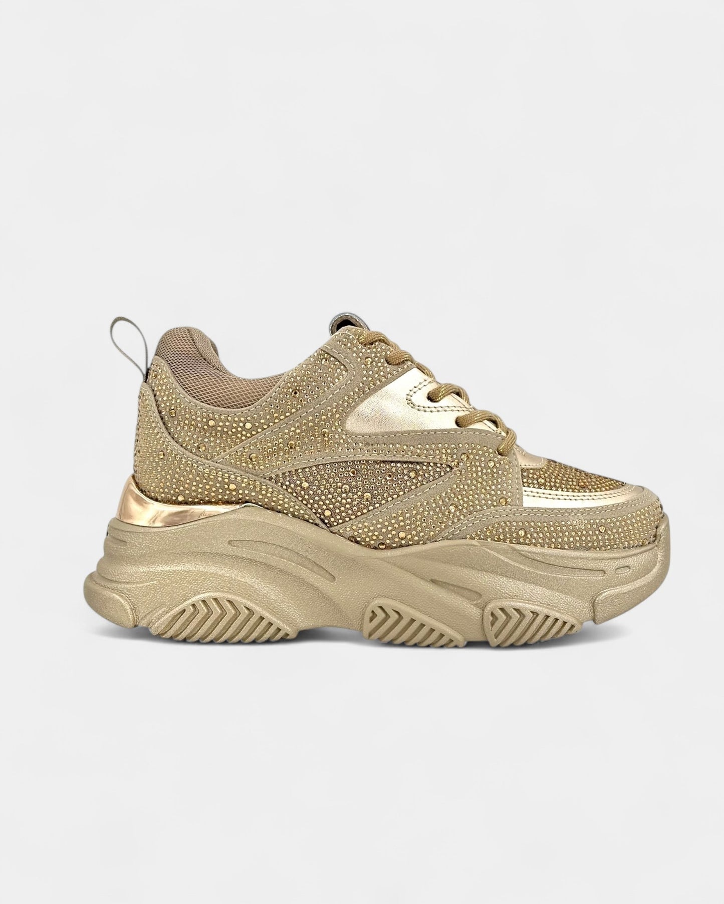 DEPORTIVO SUELA ALTA DAMA CON PEDRERÍA COLOR CAFÉ CLARO