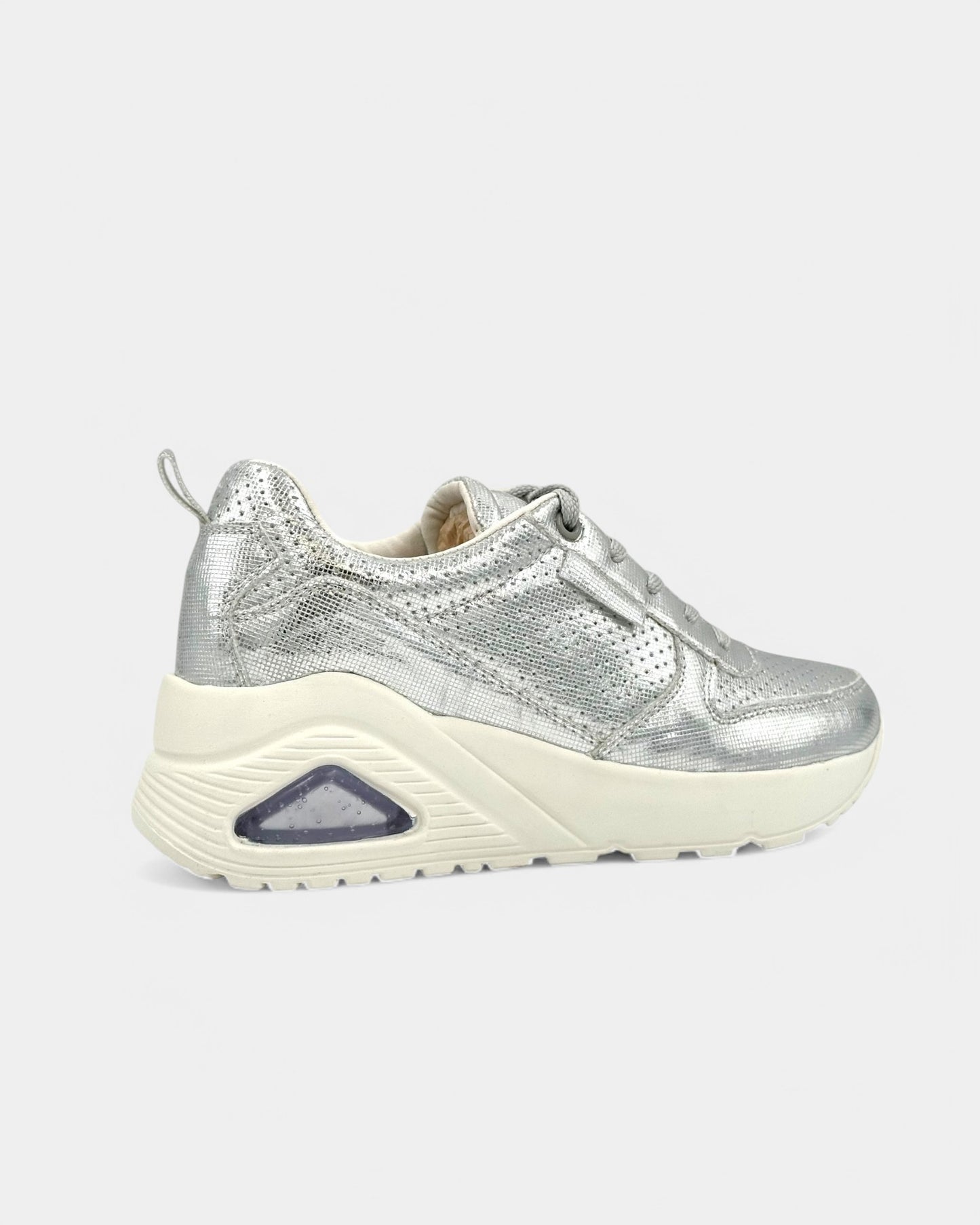 TENIS SUELA ALTA DAMA COLOR PLATA