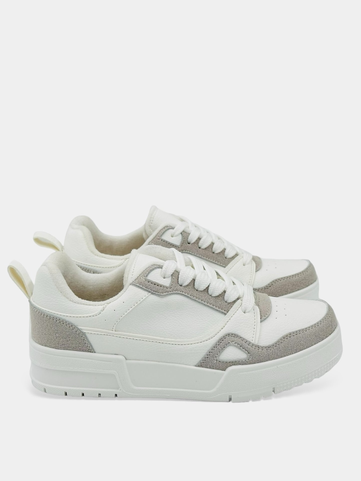 TENIS CASUAL DAMA COLOR BLANCO Y GRIS