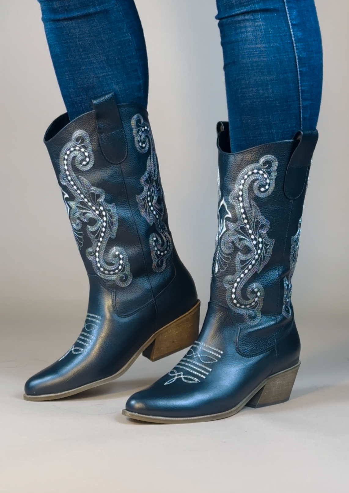 BOTA DAMA LARGA TEXANA COLOR NEGRO